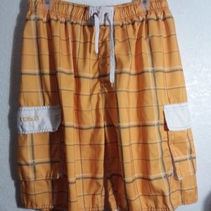 Nonwe Mens Yellow Gray check Swim Shorts W32 L9